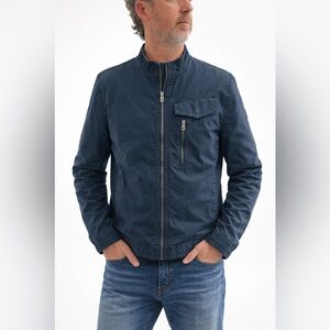 Timberland Mount Davis Navy Waxed Jacket Large Sheepskin Lined Zip Mens EUC